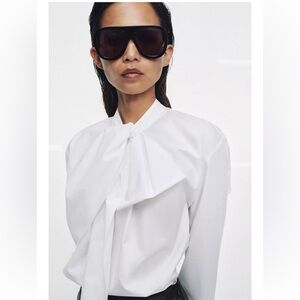 ZARA TIED POPLIN SHIRT ZW COLLECTION